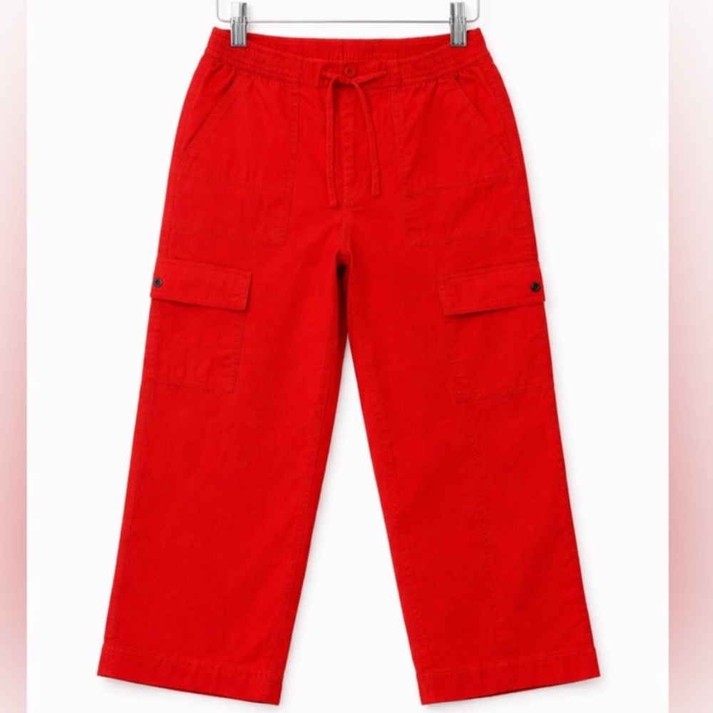 Westbound Petites Red Utility Cargo Crop Pants Drawstring Waist 10P